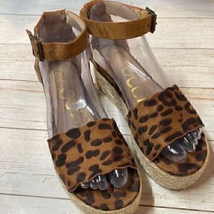 CCOCCI Women Leopard Print Platform Espadrille Sandal Size 5.5